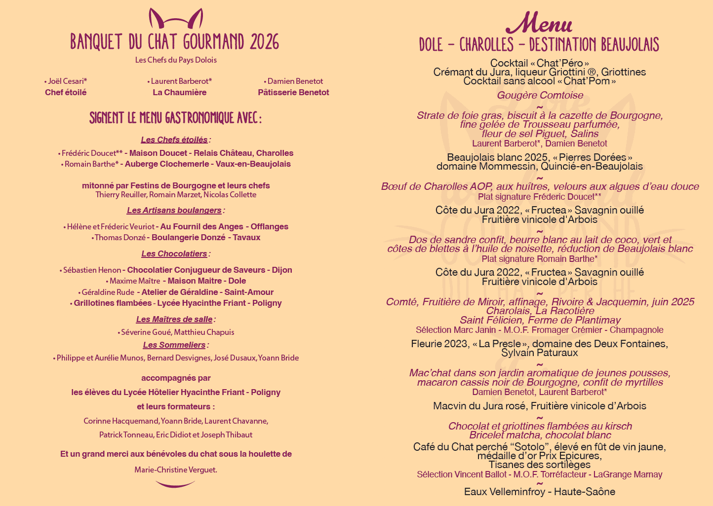 Menu du banquet